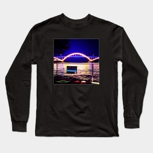 Hoan Bridge at night • Milwaukee WI Long Sleeve T-Shirt